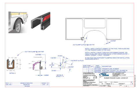 Auto Crane 739906017 RUBBER FENDER FLARE LOOSE KIT