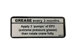 Stellar 15171 DECAL GREASE WORM DRIVE BEARINGS