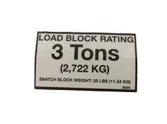 Stellar 38205 DECAL SNATCH BLOCK CAP 3 TON 4420
