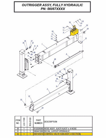 Auto Crane 560145000 CONTROL VALVE SUB-ASSY, 4 SECTION