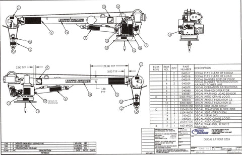 Auto Crane 320911000 DECAL LAYOUT 3203
