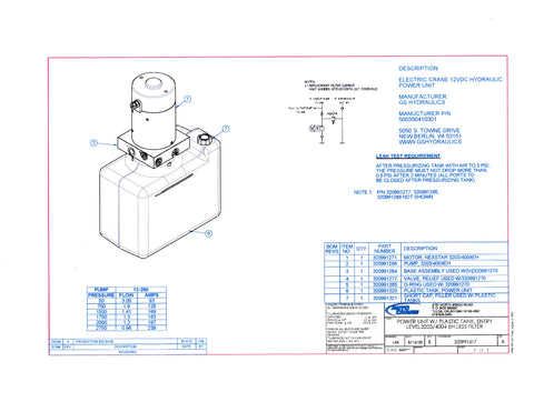 Auto Crane 320991317 POWER UNIT W/ PLASTIC TANK, ENTRY LEVEL3203/4004 EH LESS FILTER