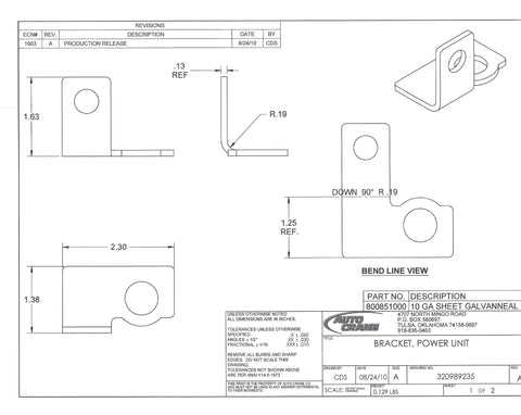 Auto Crane 320989235 BRACKET, POWER UNIT