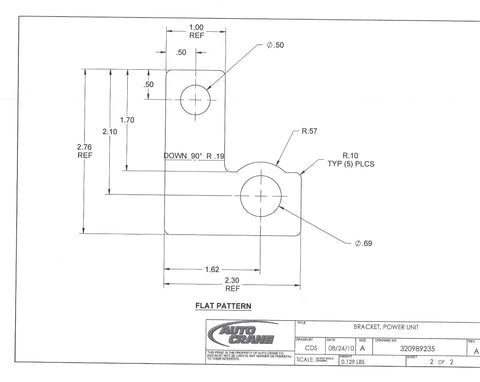 Auto Crane 320989235 BRACKET, POWER UNIT