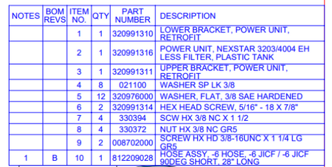 Auto Crane 320991323 RETROFIT KIT, POWER UNIT W/ PLASTIC TANK, NEXSTAR, LESS FILTER