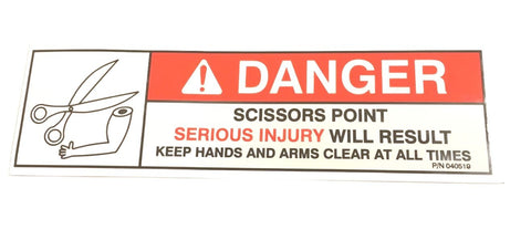 Auto Crane 40519000 DECAL, DANGER "SCISSORS POINT"