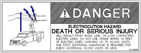 Auto Crane 40529000 DECAL DANGER "ELECTROCUTION HAZARD" POWER LINE