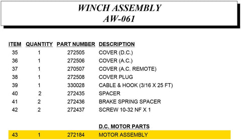 Auto Crane 272184000 Motor Assembly for Econoton II