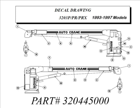 Auto Crane 320445000 DECAL KIT 3203PRX