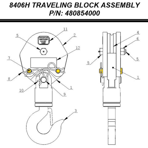 Auto Crane 360605000  3/4" x 3 1/2"  Block Pin for 6406H