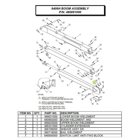 Auto Crane 366198000 Sheave Assy, 3/8" for 6006, 6406, 8406, HC-7, HC-8