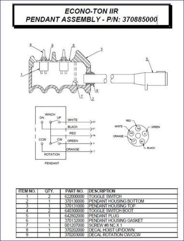 Auto Crane 370885000 ECONO-TON IIR PENDANT