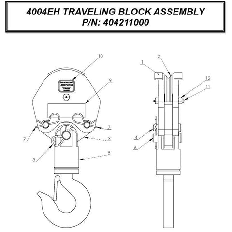 Auto Crane 404211000 Traveling Block Assembly for 4004EH