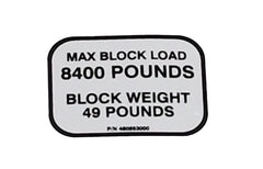 Auto Crane 480853000 DECAL MAX BLOCK LOAD