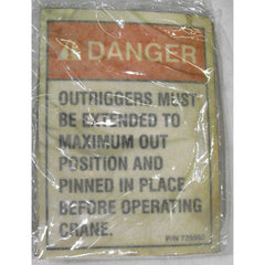 Auto Crane 725962000 Decal, Danger Outriggers, for Titan 16