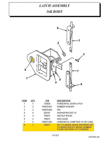 Auto Crane 750071001 Key Cylinder