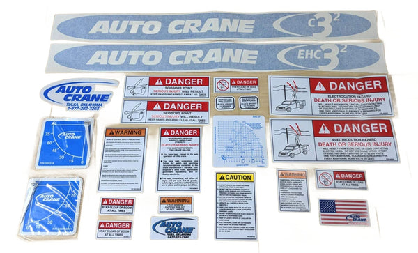 Auto Crane 320988004 Decal Kit for 3203 Series Cranes (Horizontal) for mfg date Sept 2003 & newer