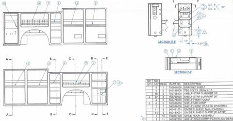 Auto Crane 760537000 Shelving package with 13 adjustable shelves