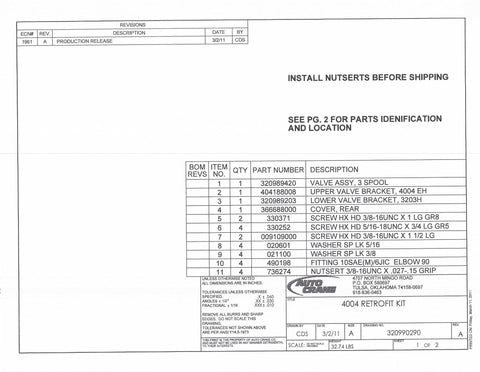 Auto Crane 320990290 4004 RETROFIT KIT